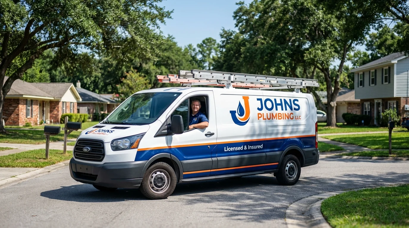 Johns Plumbing LLC service van in Merchantville, NJ