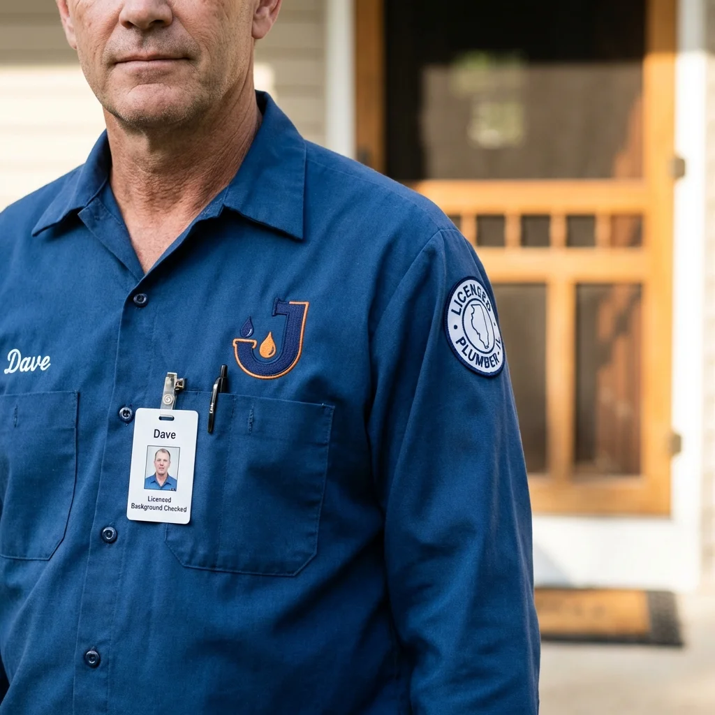 Licensed plumber showing ID badge in Merchantville, NJ
