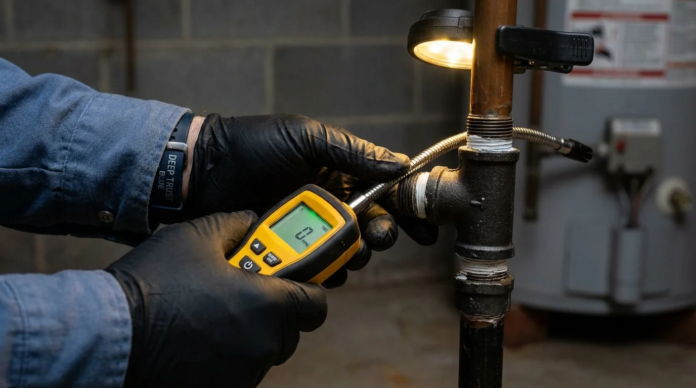 Gas leak detection with electronic sniffer by Johns Plumbing LLC in Merchantville