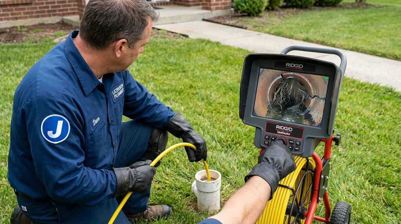 Sewer camera inspection being performed by Johns Plumbing LLC in Merchantville
